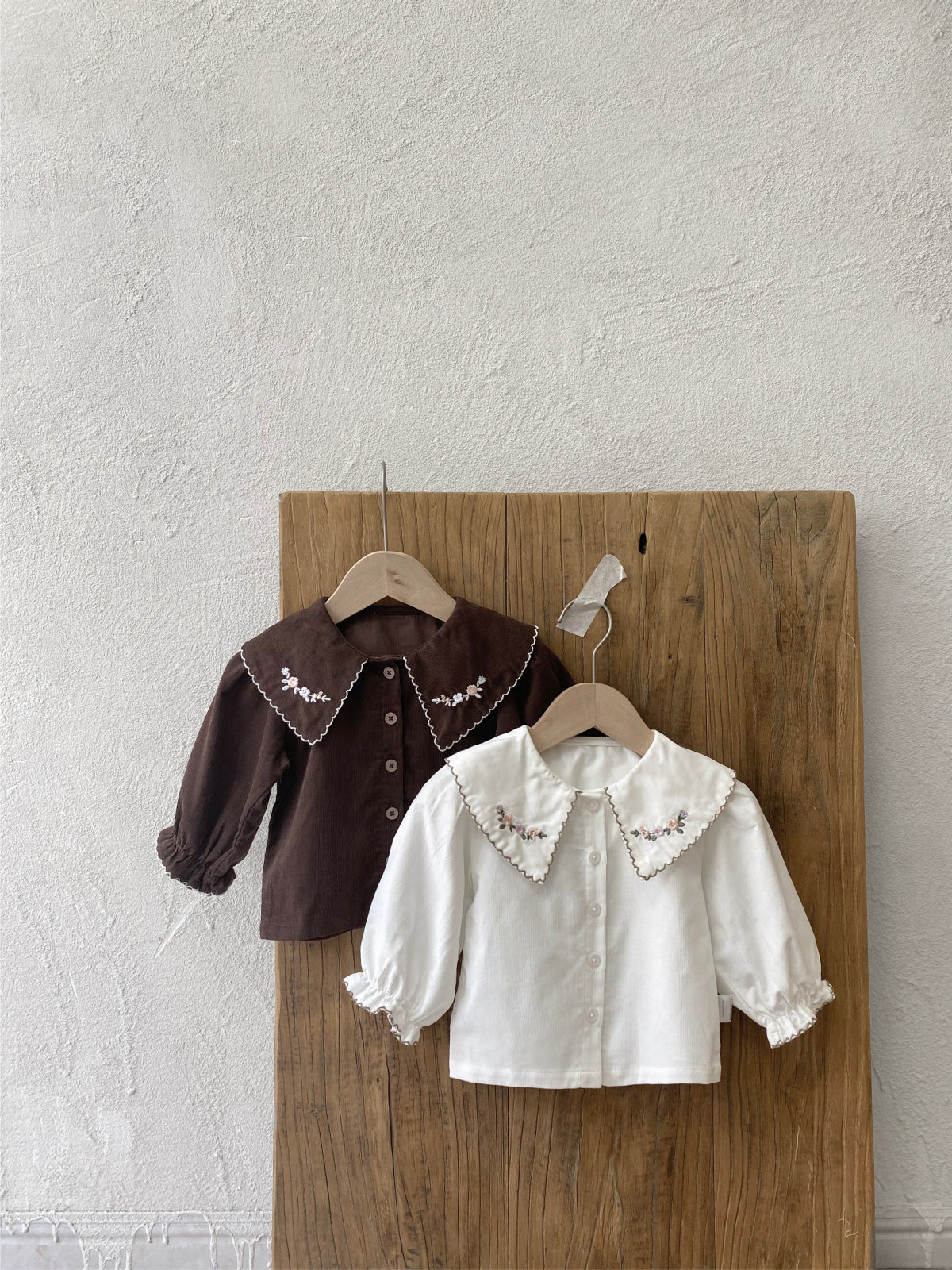 MyKids-USA® Design Autumn Baby Kids Girls Long Sleeves Flowers Embroidered Collar Shirt