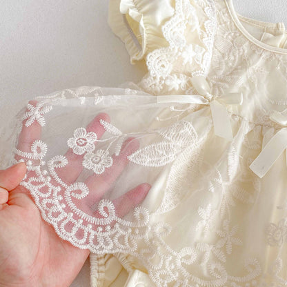 Summer Arrival Baby Girls Cute Solid Color Floral Embroidery Short Sleeves Dress Design Onesies, MyKids-USA®, Baby One-Pieces, MyKids-USA -  -  -  -  -  -  - 