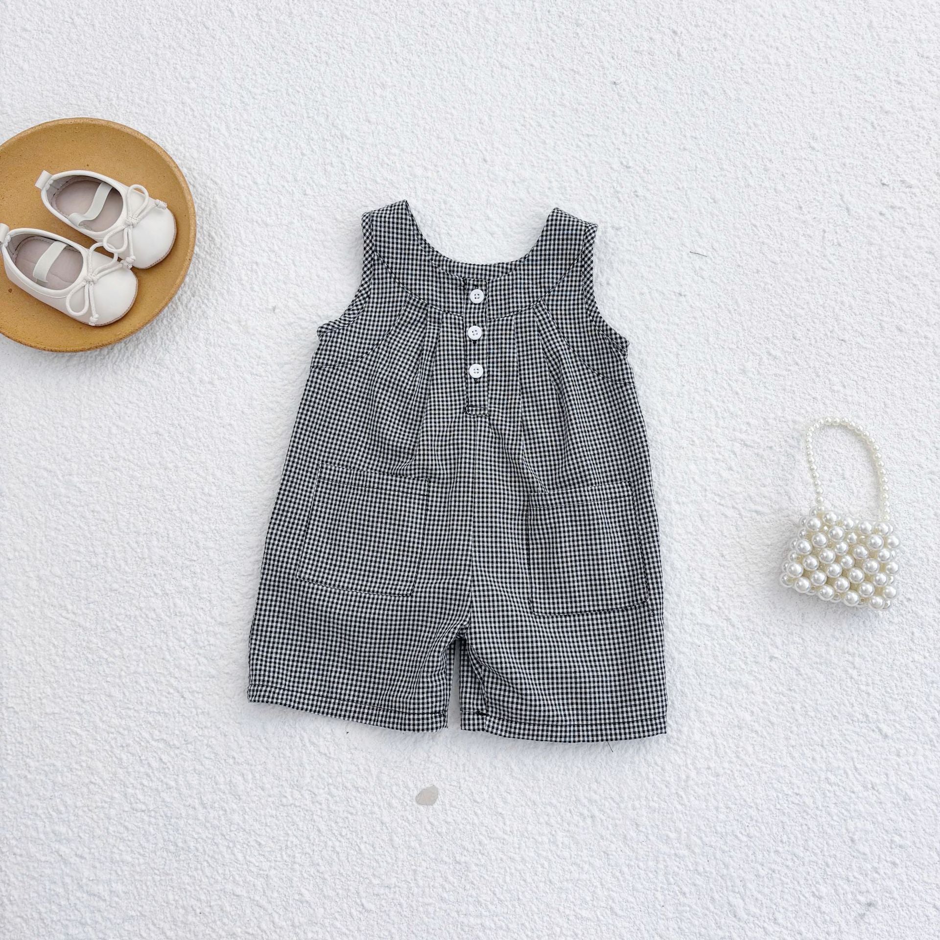 Summer Arrival Baby Unisex Casual Plaid Pattern Sleeveless Rompers, MyKids-USA®, Baby One-Pieces, MyKids-USA -  -  -  -  -  -  - 