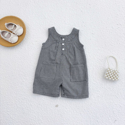 Summer Arrival Baby Unisex Casual Plaid Pattern Sleeveless Rompers, MyKids-USA®, Baby One-Pieces, MyKids-USA -  -  -  -  -  -  - 