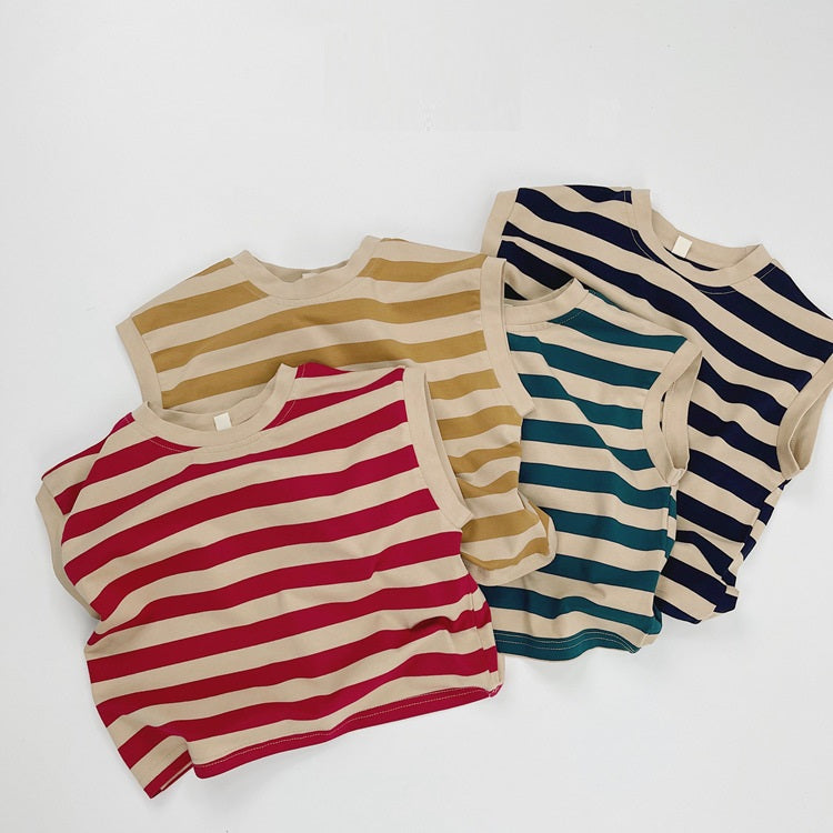 Summer Arrival Kids Unisex Comfortable Sleeveless Striped Pattern Top Casual Vest, MyKids-USA®, Baby & Toddler Tops, MyKids-USA -  -  -  -  -  -  - 