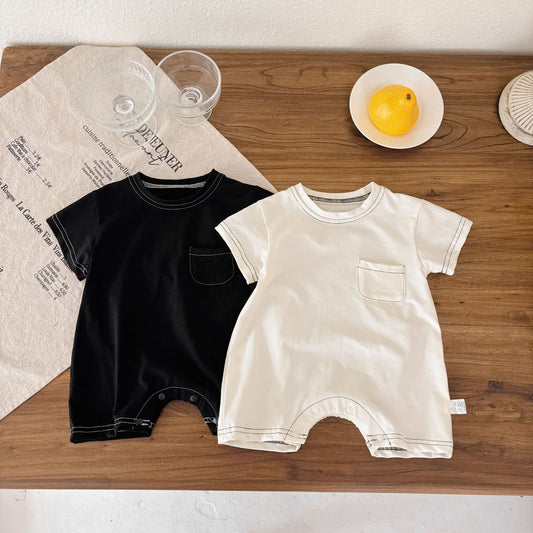 Summer Arrival Baby Unisex Simple Solid Color Short Sleeves Crew Neck Rompers, MyKids-USA®, Baby One-Pieces, MyKids-USA -  -  -  -  -  -  - 