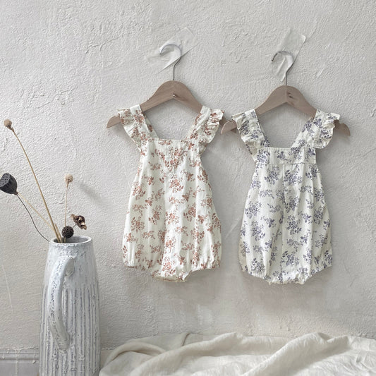 Summer Arrival Baby Girls Sleeveless Floral Strap Bodysuit