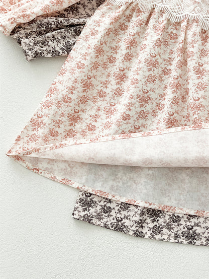 Spring and Autumn Floral Printed and Embroidered Long-sleeved Dress with Lace Collar for Stylish Girls, MyKids-USA®, Baby & Toddler Dresses, MyKids-USA -  -  -  -  -  -  - 