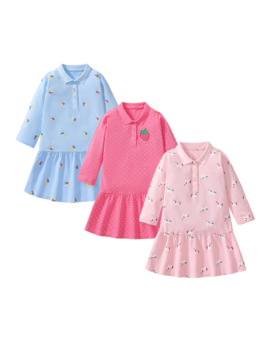 Arrival Autumn Girls Long Sleeves Cartoon Style Pattern Turn-Down Collar Long Sleeves Polo Design Dress, MyKids-USA®, Baby & Toddler Dresses, MyKids-USA -  -  -  -  -  -  - 