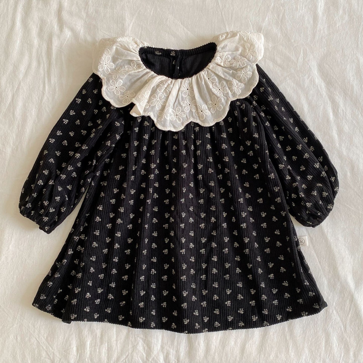 Autumn and Spring Arrival Baby Kids Girls Long Sleeves Flowers Pattern Vintage Dress, MyKids-USA®, Baby & Toddler Dresses, MyKids-USA - Size/Age - 90 (12-24M) - Color - Black -  -  - TR2512152019-A.
