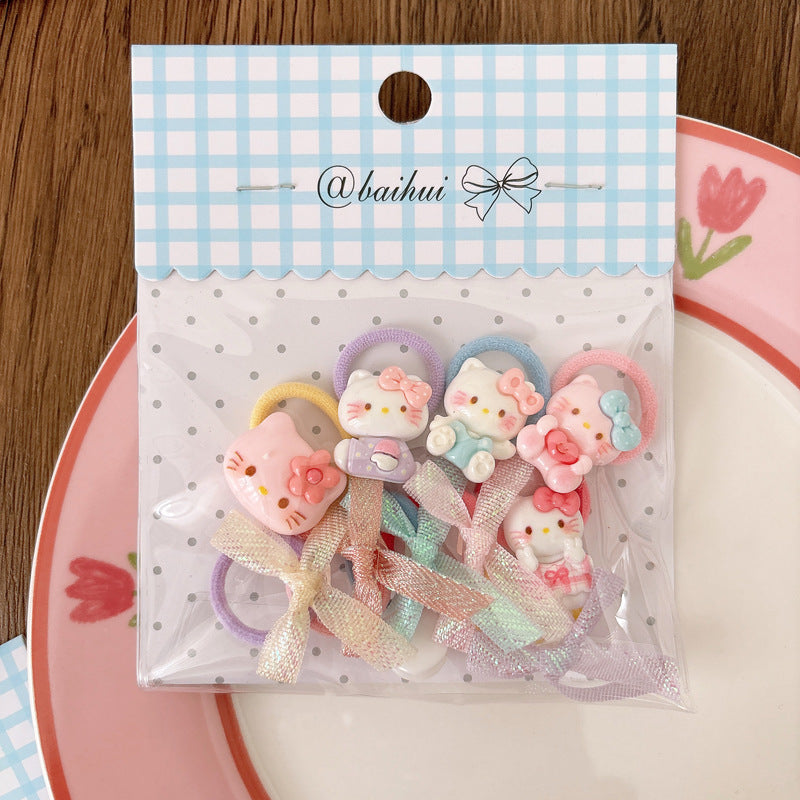 Collection of 10 Pieces Cartoon Hair Ties, MyKids-USA®, Ponytail Holders, MyKids-USA - Size/Age - Average Size (0-12Y） - Color - Light Blue -  -  - TR2605011701-C.