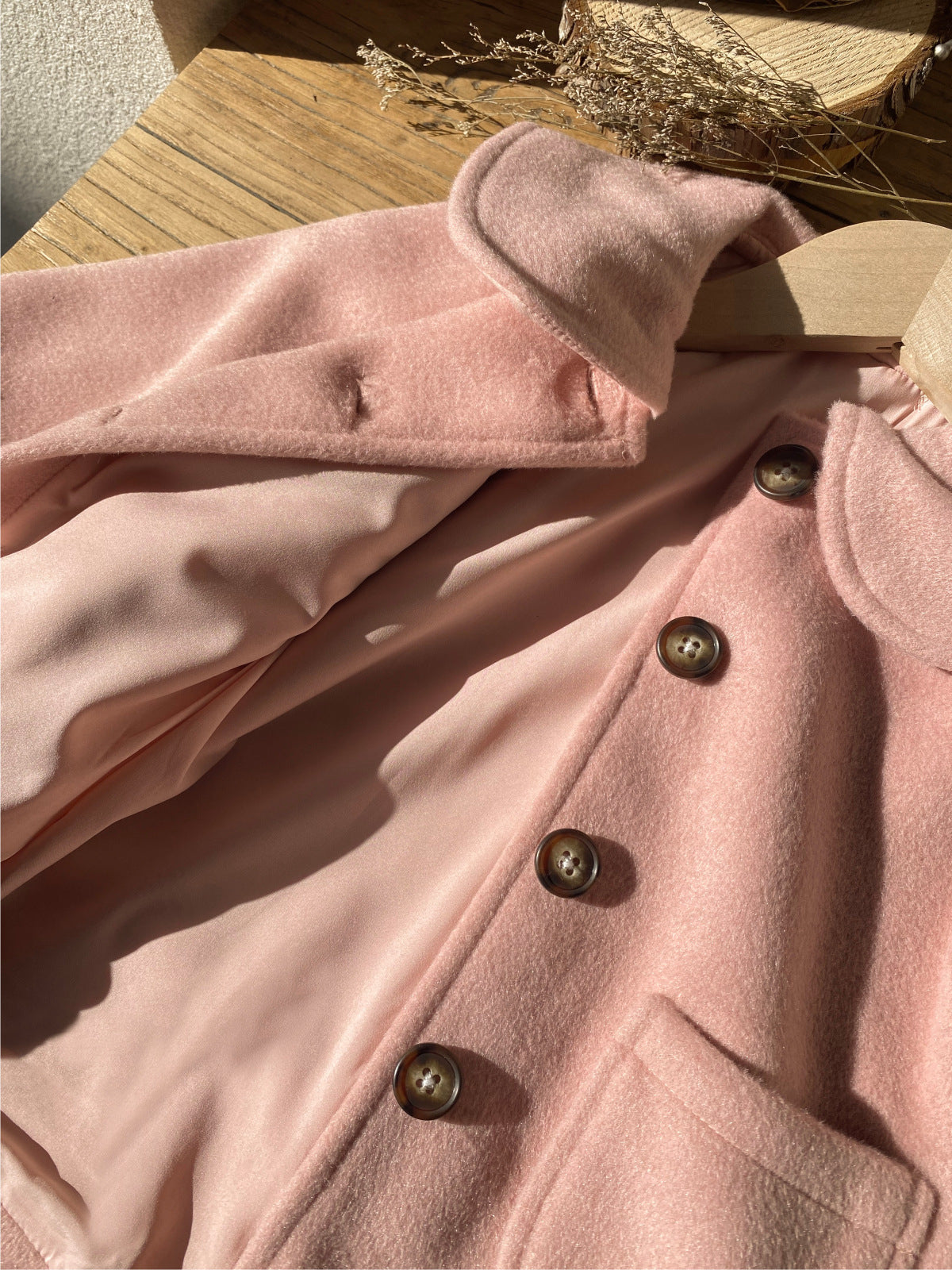 Premium-Style Girls Single-Breasted One-Piece Wool Coat without Hat