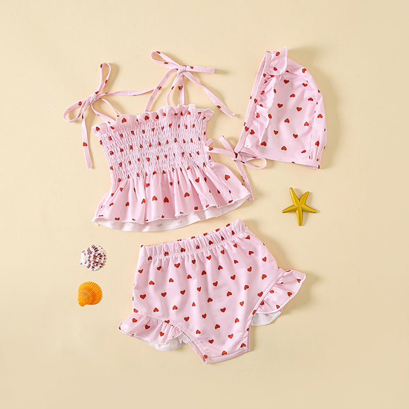 Arrival Girls’ Hearts Pattern Swimwear Set, MyKids-USA®, Baby & Toddler Swimwear, MyKids-USA - Size/Age - 66 (3-6M) - Color - Pink -  -  - TR2605282259-A.