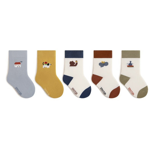 Autumn and Spring Baby Boys and Girls Cute Cartoon and Striped Pattern Socks 1 Lot=5-Pair Set, MyKids-USA®, Baby & Toddler Socks & Tights, MyKids-USA - Size/Age - S (0-1Y) - Color - Apricot -  -  - TR2601311047-A.