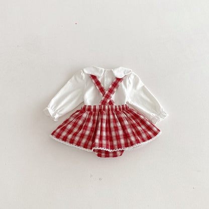 Spring and Autumn Baby Kids Girls Long Sleeves Cartoon Pattern Top and Plaid Sleeveless Onesies Clothing Set, MyKids-USA®, Baby & Toddler Outfits, MyKids-USA -  -  -  -  -  -  - .