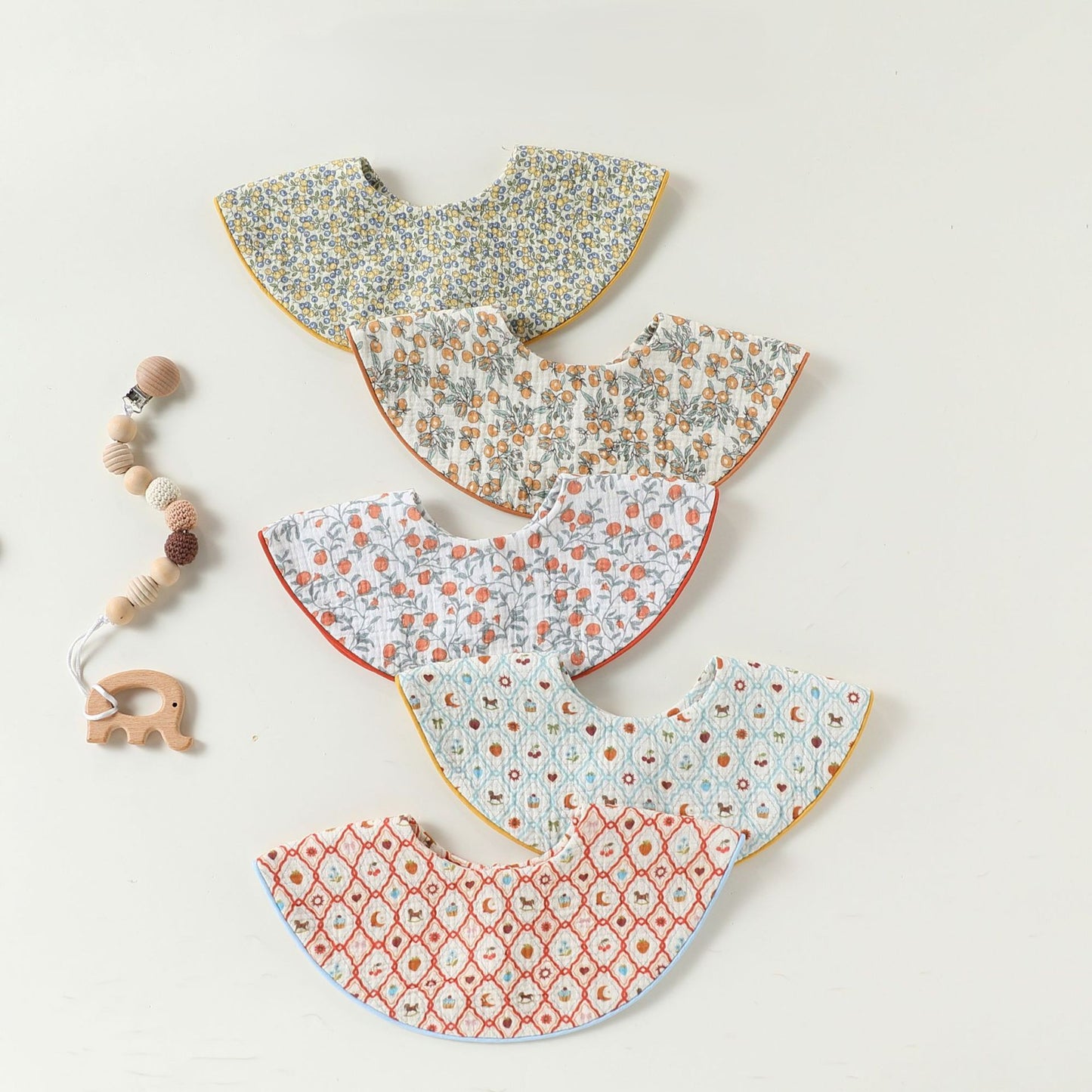 Adorable Fruits Cartoon Pattern Snap-on Round Shaped Bib, MyKids-USA®, Bibs, MyKids-USA -  -  -  -  -  -  - .