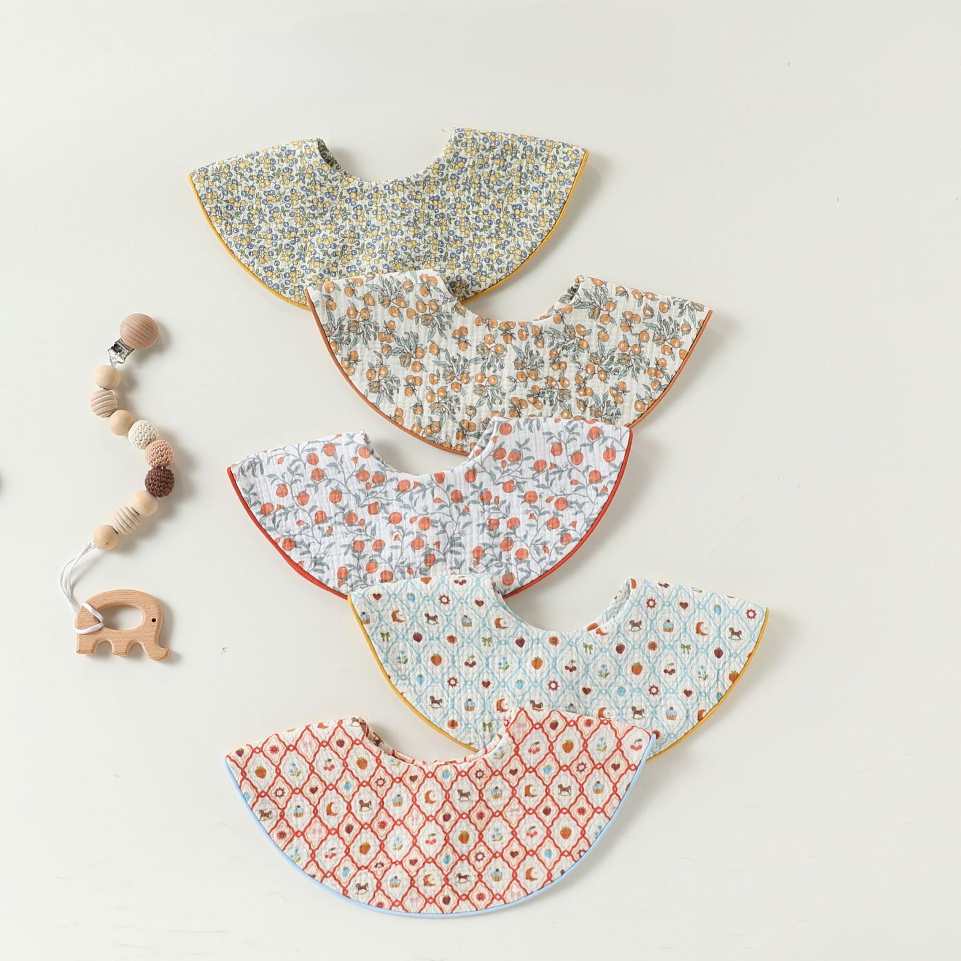 Adorable Fruits Cartoon Pattern Snap-on Round Shaped Bib, MyKids-USA®, Bibs, MyKids-USA -  -  -  -  -  -  - .