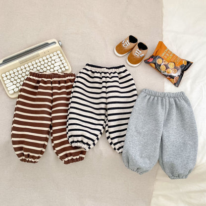 Autumn and Winter Arrival Casual Style Striped Pattern Fleece-Lined Pants for Baby and Kids, MyKids-USA®, Trousers, MyKids-USA -  -  -  -  -  -  - 