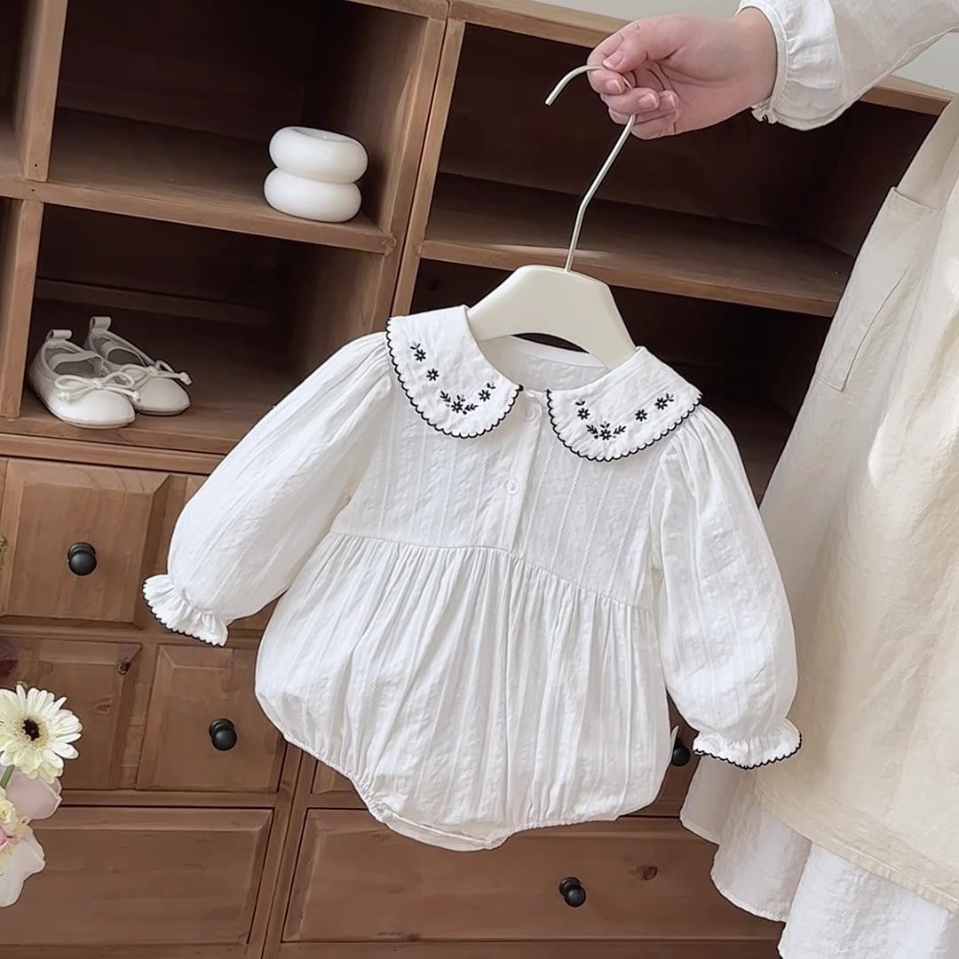 Spring Arrival Baby Girls Long Sleeves Flowers Embroidered Collar Bodysuit, MyKids-USA®, Bodysuits, MyKids-USA -  -  -  -  -  -  - .