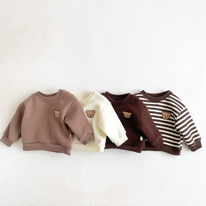 Autumn and Winter Arrival Baby Kids Unisex Long Sleeves Teddy Bear Pattern Fleece-lined Pullover, MyKids-USA®, Sweatshirts, MyKids-USA -  -  -  -  -  -  - 