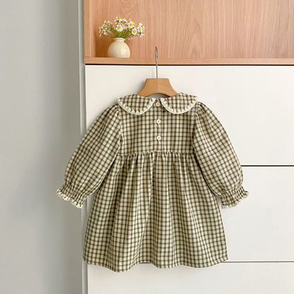 Arrival Spring and Autumn Plaid Pattern Baby Kids Girls Onesies and Dress – Princess Sister Matching Set