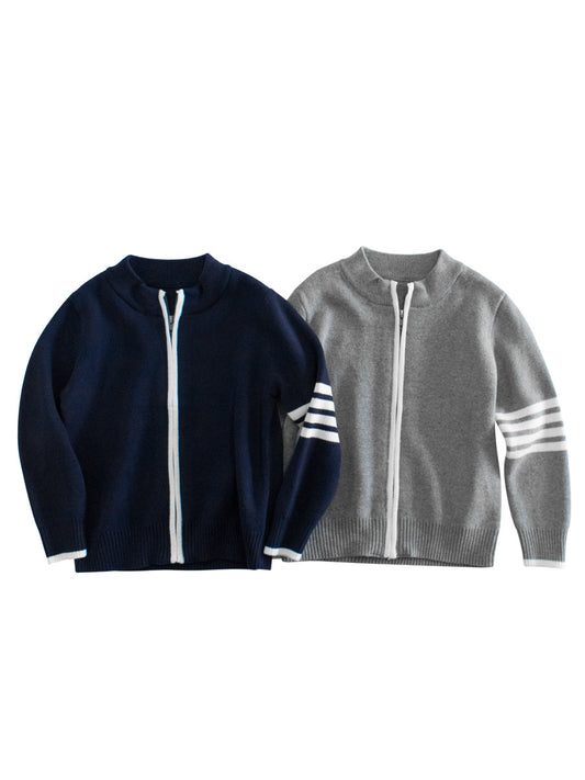 Striped Sleeves Children’s Knit Cardigan For Autumn/Winter – Boys’ Sweater Jacket For Baby Clothing, MyKids-USA®, Baby & Toddler Outerwear, MyKids-USA -  -  -  -  -  -  - 