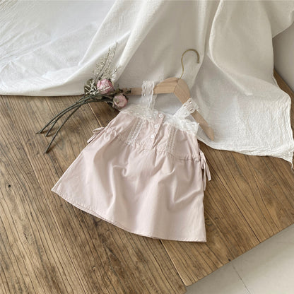 Summer Arrival Baby Girls Sleeveless Lace Strap Dress