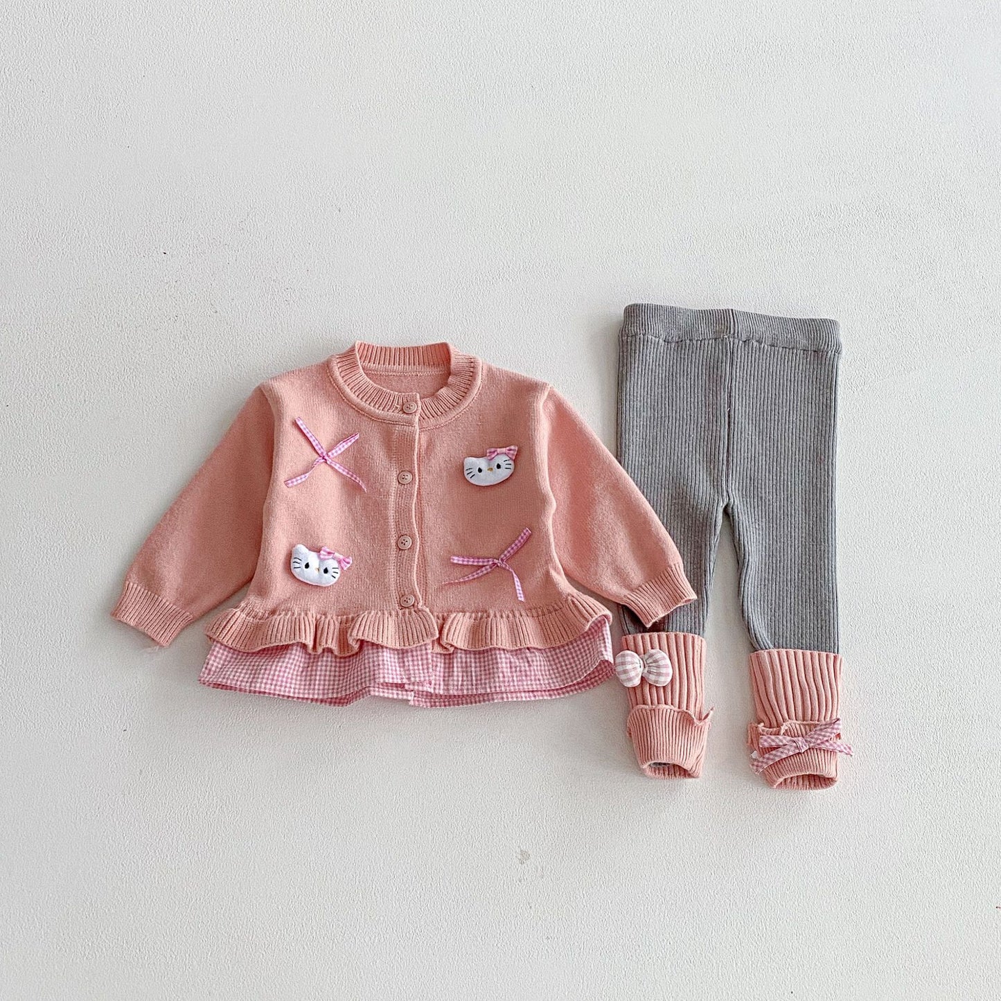 Winter and Autumn Baby Kids Girls Long Sleeves Cartoon Pattern Top and Color Patchwork Pants Knitted Clothing Set, MyKids-USA®, Baby & Toddler Outfits, MyKids-USA - Size/Age - 73 (6-9M) - Color - Pink -  -  - TR2511262206-B
