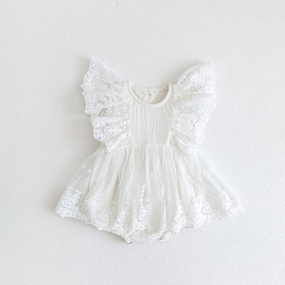 Summer Arrival Baby Girls Sleeveless Flowers Embroidered Pattern Bodysuit Dress, MyKids-USA®, Baby & Children's One-Pieces, MyKids-USA - Size/Age - 66 (3-6M) - Color - White -  -  - TR2605012143-C.