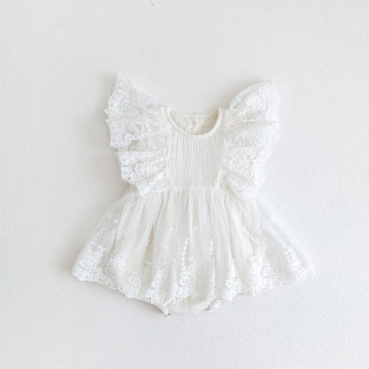 Summer Arrival Baby Girls Sleeveless Flowers Embroidered Pattern Bodysuit Dress