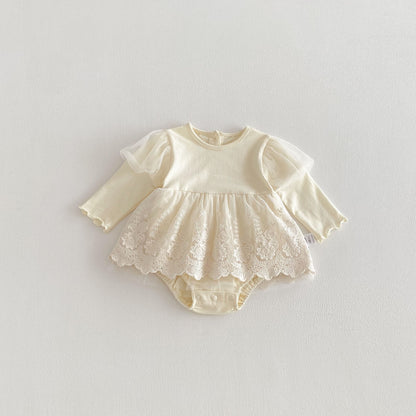 Spring Arrival Baby Girls Long Sleeves Flowers Embroidered Pattern Bodysuit, MyKids-USA®, Bodysuits, MyKids-USA - Size/Age - 66 (3-6M) - Color - Apricot -  -  - TR2601301633-A.