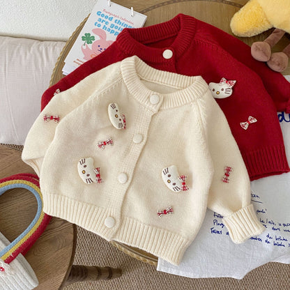 Autumn and Winter Arrival Baby Kids Girls Cartoon and Geometric Pattern Long Sleeves Casual Cardigan, MyKids-USA®, Cardigans, MyKids-USA -  -  -  -  -  -  - 