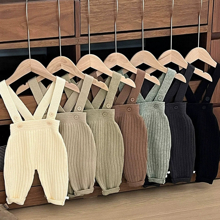 Autumn Arrival Baby Unisex Solid Color Sleeveless Knitted Strap Overalls, MyKids-USA®, Baby One-Pieces, MyKids-USA -  -  -  -  -  -  - 