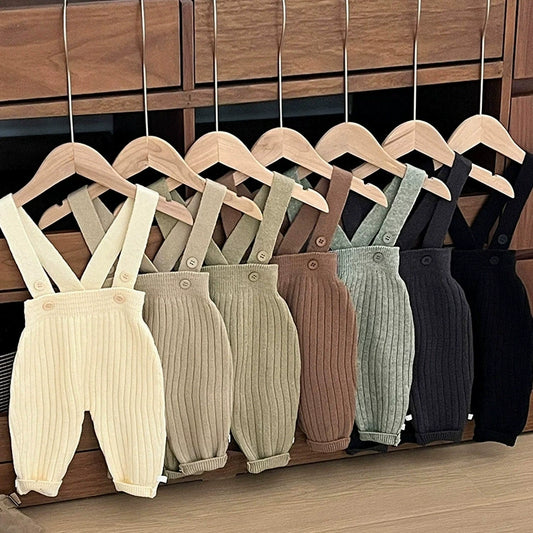 Autumn Arrival Baby Unisex Solid Color Sleeveless Knitted Strap Overalls, MyKids-USA®, Baby One-Pieces, MyKids-USA -  -  -  -  -  -  - 