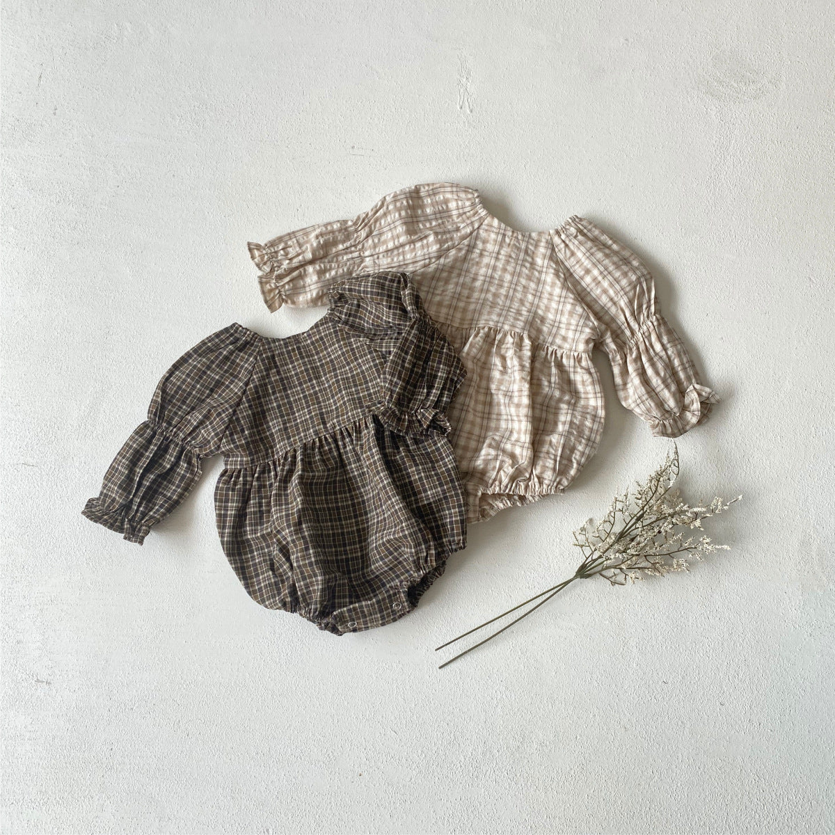 MyKids-USA® Autumn Arrival Baby Kids Girls Long Sleeves Vintage Plaid Bodysuit