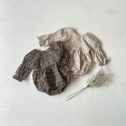 MyKids-USA® Autumn Arrival Baby Kids Girls Long Sleeves Vintage Plaid Bodysuit