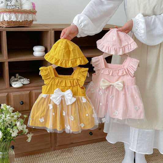 Summer Arrival Baby Girls Fly Sleeves Tulle Patchwork Dress with Hat, MyKids-USA®, Baby & Children's Dresses, MyKids-USA -  -  -  -  -  -  - .