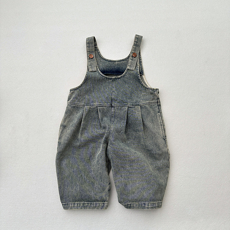 Unisex Spring Autumn Solid Overall Cowboy