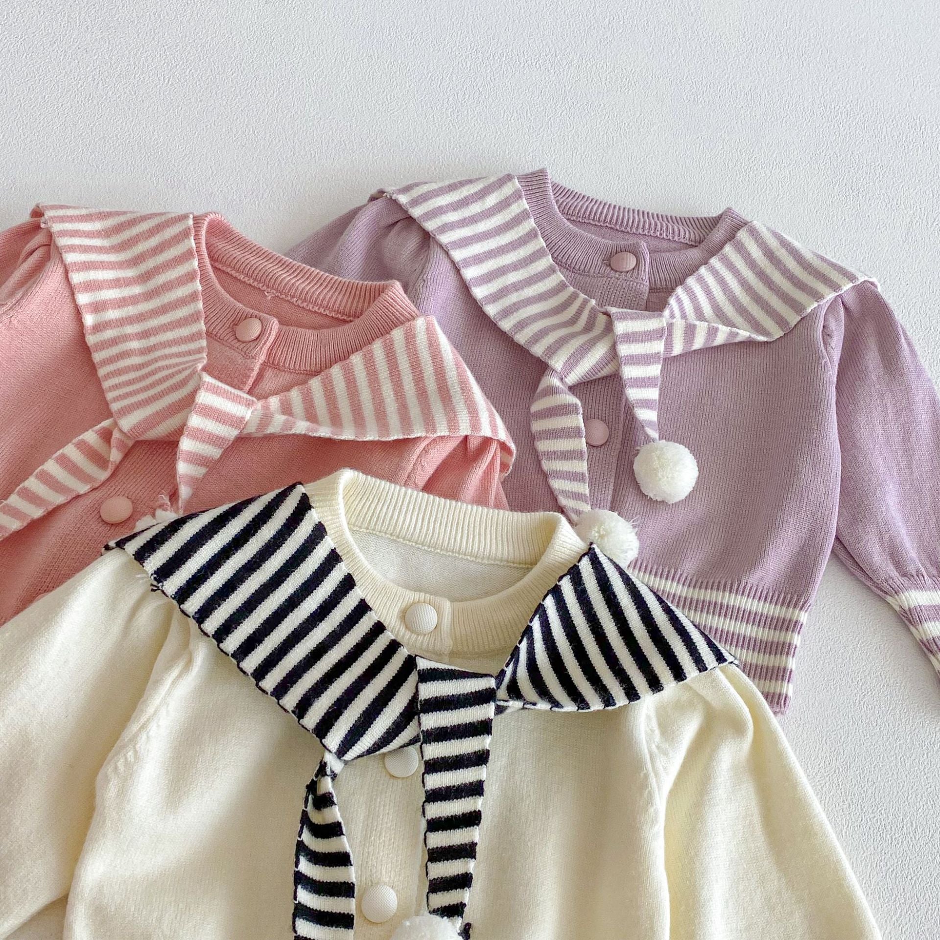 Winter and Autumn Baby Kids Girls Striped Long Sleeves Cardigan and Color Patchwork Pants Knitted Clothing Set, MyKids-USA®, Baby & Toddler Outfits, MyKids-USA -  -  -  -  -  -  - 