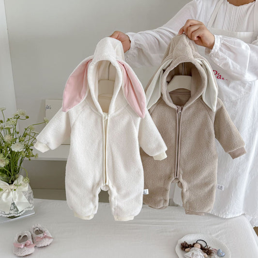 MyKids-USA® Winter Arrival Baby Long Sleeves Cute Fluffy Rabbit Hooded Rompers