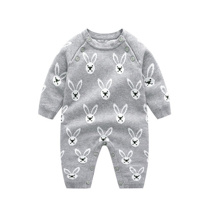 Hot Selling Autumn Baby Kids Long Sleeves Rabbits Cartoon Pattern Rompers