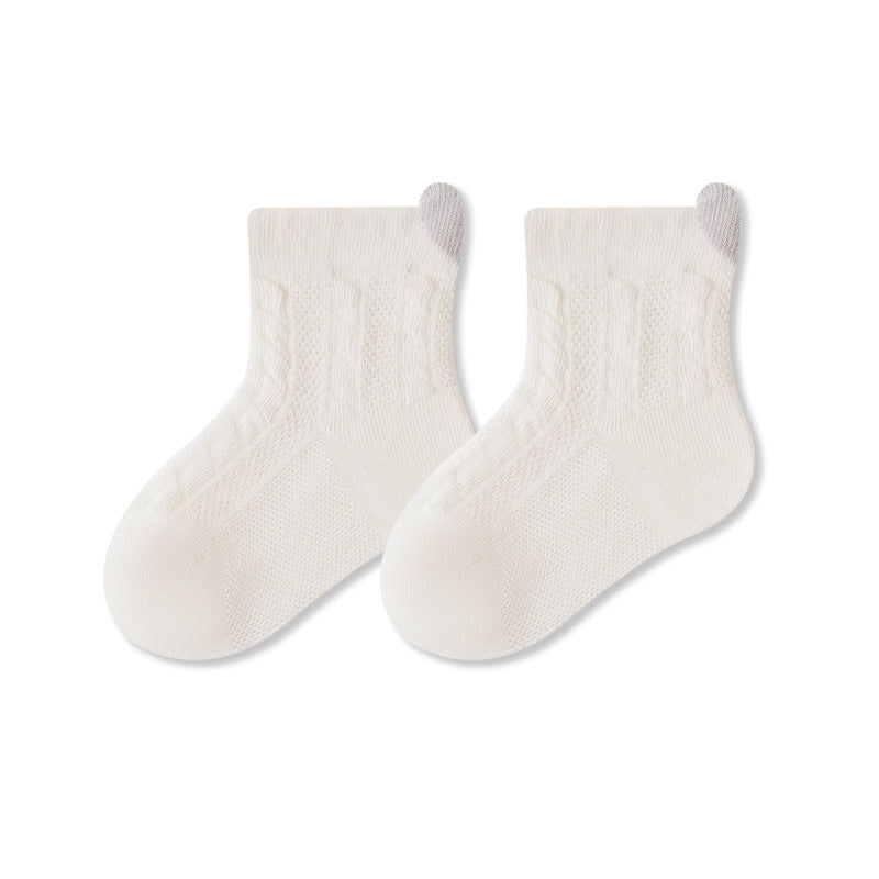 Autumn and Spring Baby Unisex Breathable Hearts Pattern or Solid Color Socks, MyKids-USA®, Baby & Toddler Socks & Tights, MyKids-USA - Size/Age - XS (0-6M) - Color - White -  -  - TR2602031113-J.