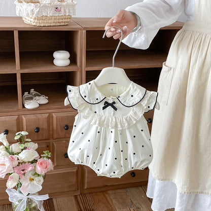 Design Summer Baby Kids Girls Fly Sleeves Dots Pattern Bodysuit