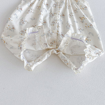 Design Summer Baby Kids Girls Fly Sleeves Floral Pattern Rompers