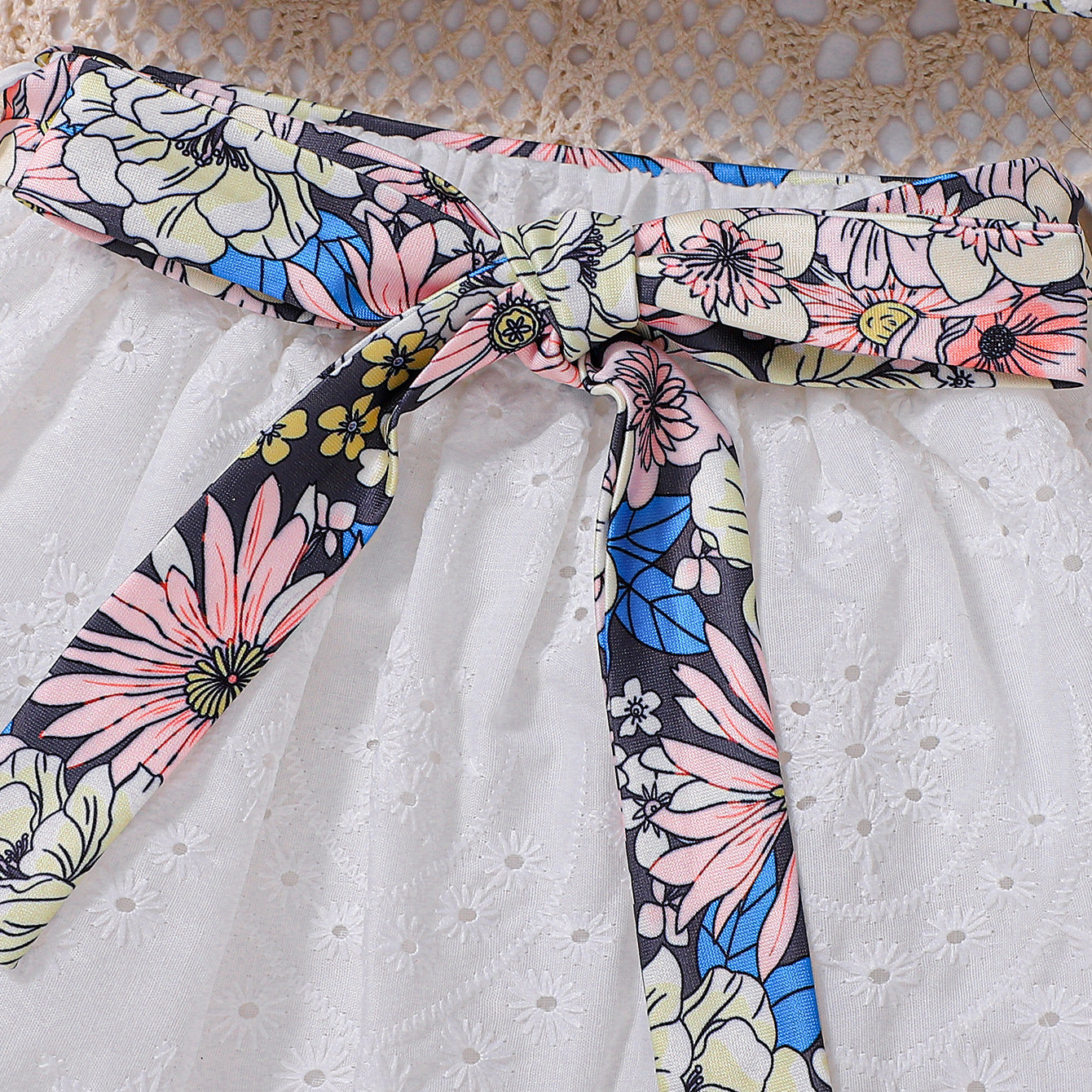 Summer Baby Kids Girls Sleeveless Floral Pattern Vest and White Skirt Set