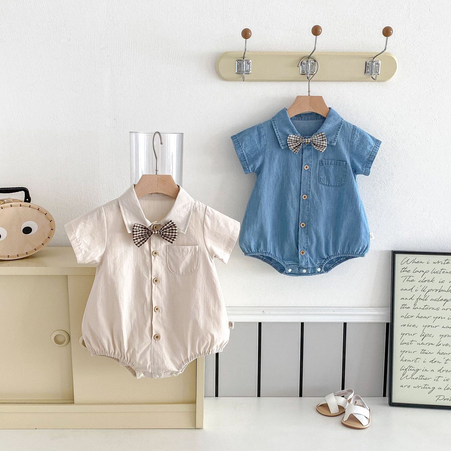 Summer Arrival Baby Boys Short Sleeves Solid Color Turn-down Bodysuit, MyKids-USA®, Bodysuits, MyKids-USA -  -  -  -  -  -  - .