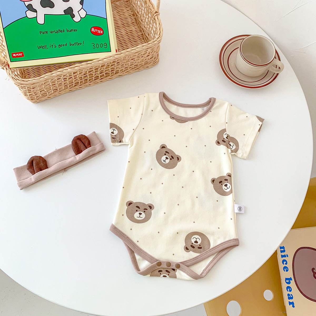 Summer Arrival Baby Unisex Short Sleeves Cartoon Teddy Pattern Bodysuit, MyKids-USA®, Baby One-Pieces, MyKids-USA -  -  -  -  -  -  - .