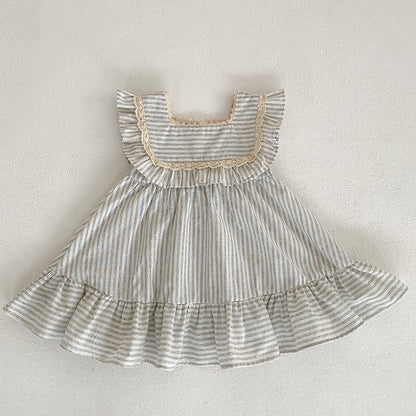Baby Striped Pattern Sleeveless Princess Dress & Onesies