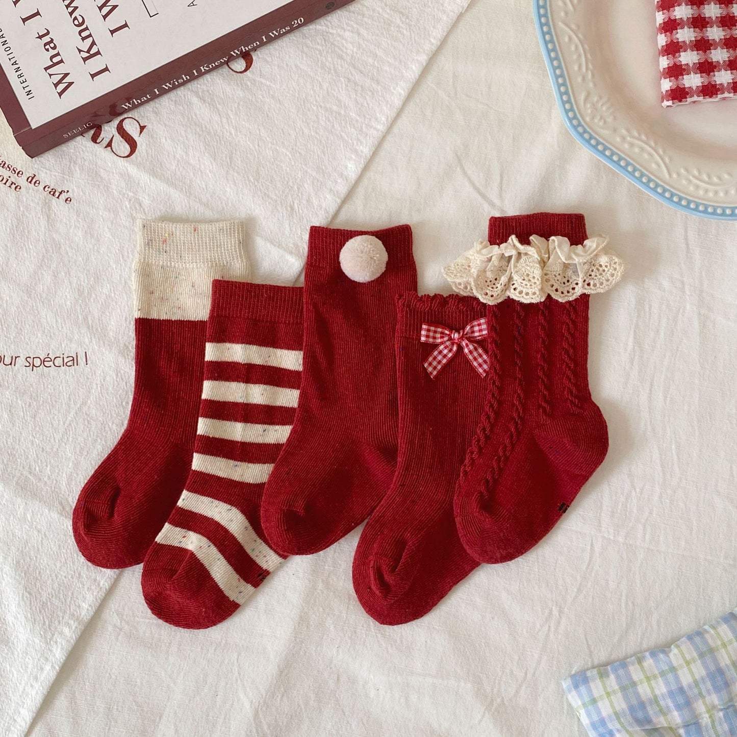 Autumn and Winter Baby Girls Breathable Simple Red Socks, MyKids-USA®, Baby & Toddler Socks & Tights, MyKids-USA -  -  -  -  -  -  - .