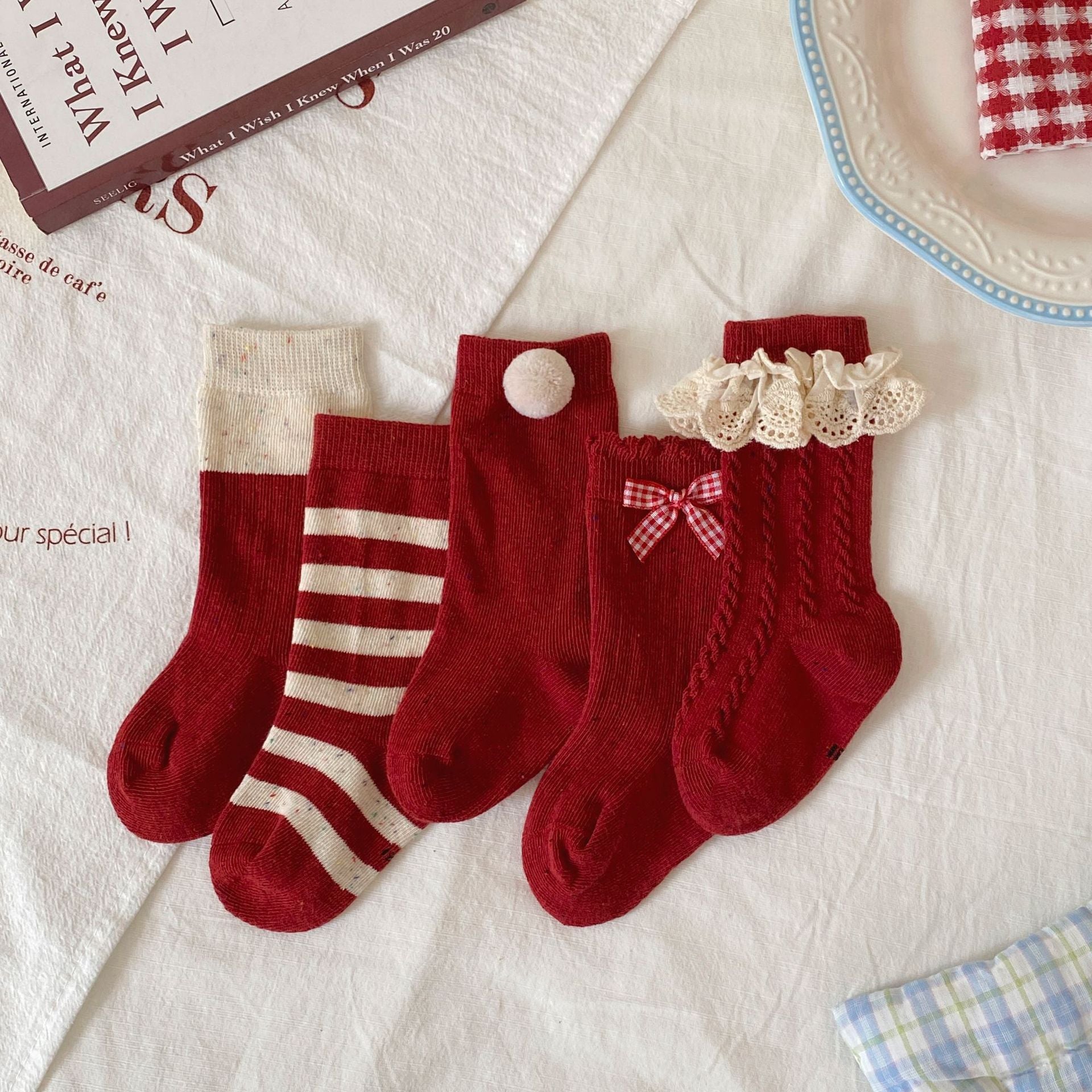 Autumn and Winter Baby Girls Breathable Simple Red Socks, MyKids-USA®, Baby & Toddler Socks & Tights, MyKids-USA -  -  -  -  -  -  - .