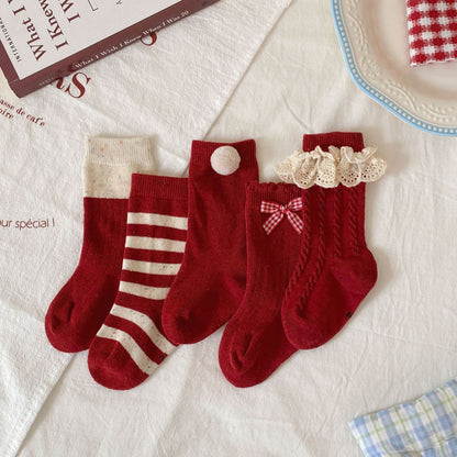 Autumn and Winter Baby Girls Breathable Simple Red Socks, MyKids-USA®, Baby & Toddler Socks & Tights, MyKids-USA -  -  -  -  -  -  - .