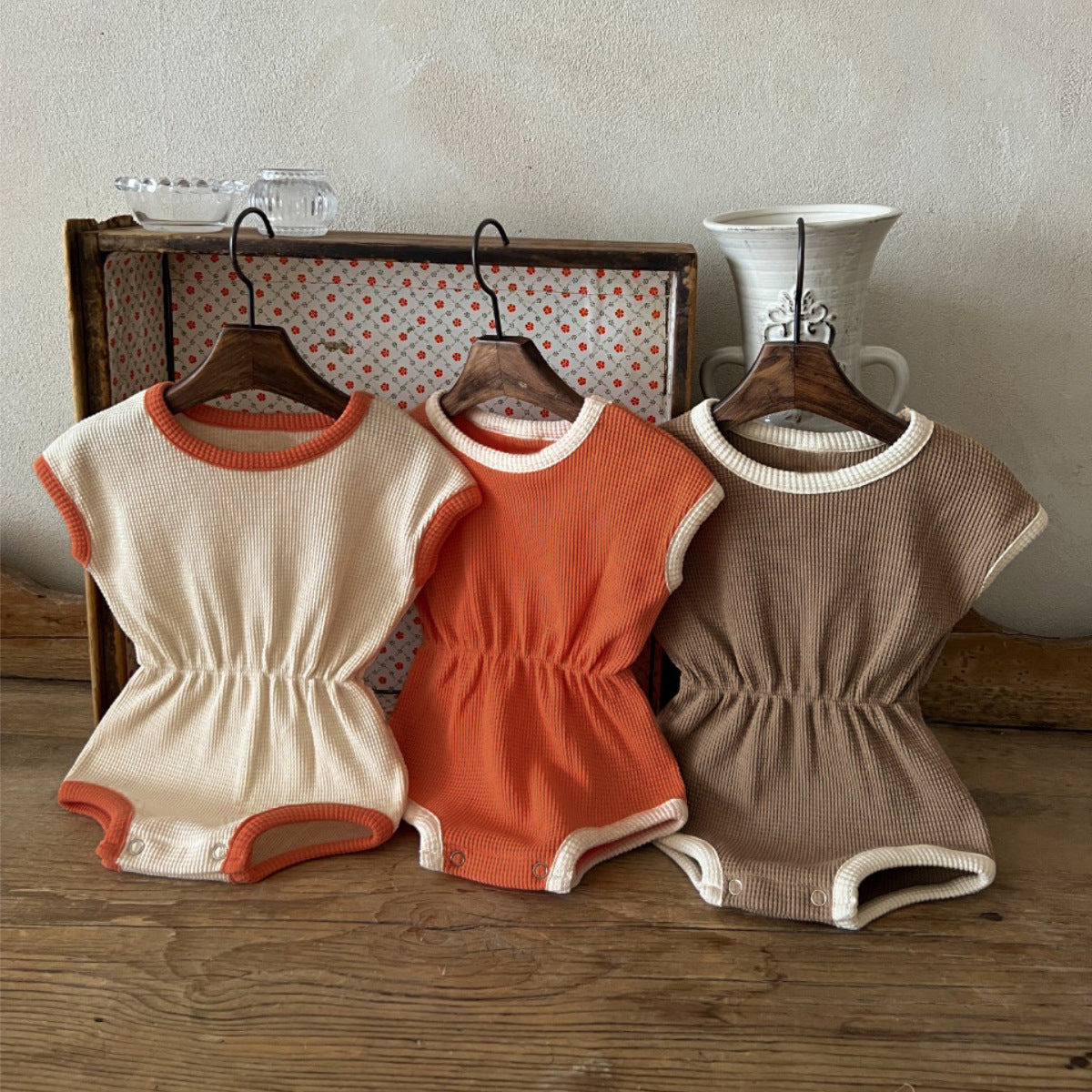 Hot Selling Summer Baby Kids Sleeveless Color Patchwork Bodysuit