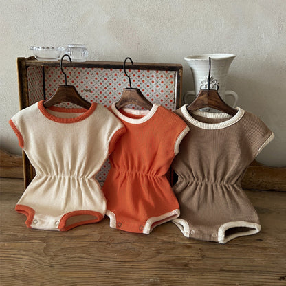 Hot Selling Summer Baby Kids Sleeveless Color Patchwork Bodysuit