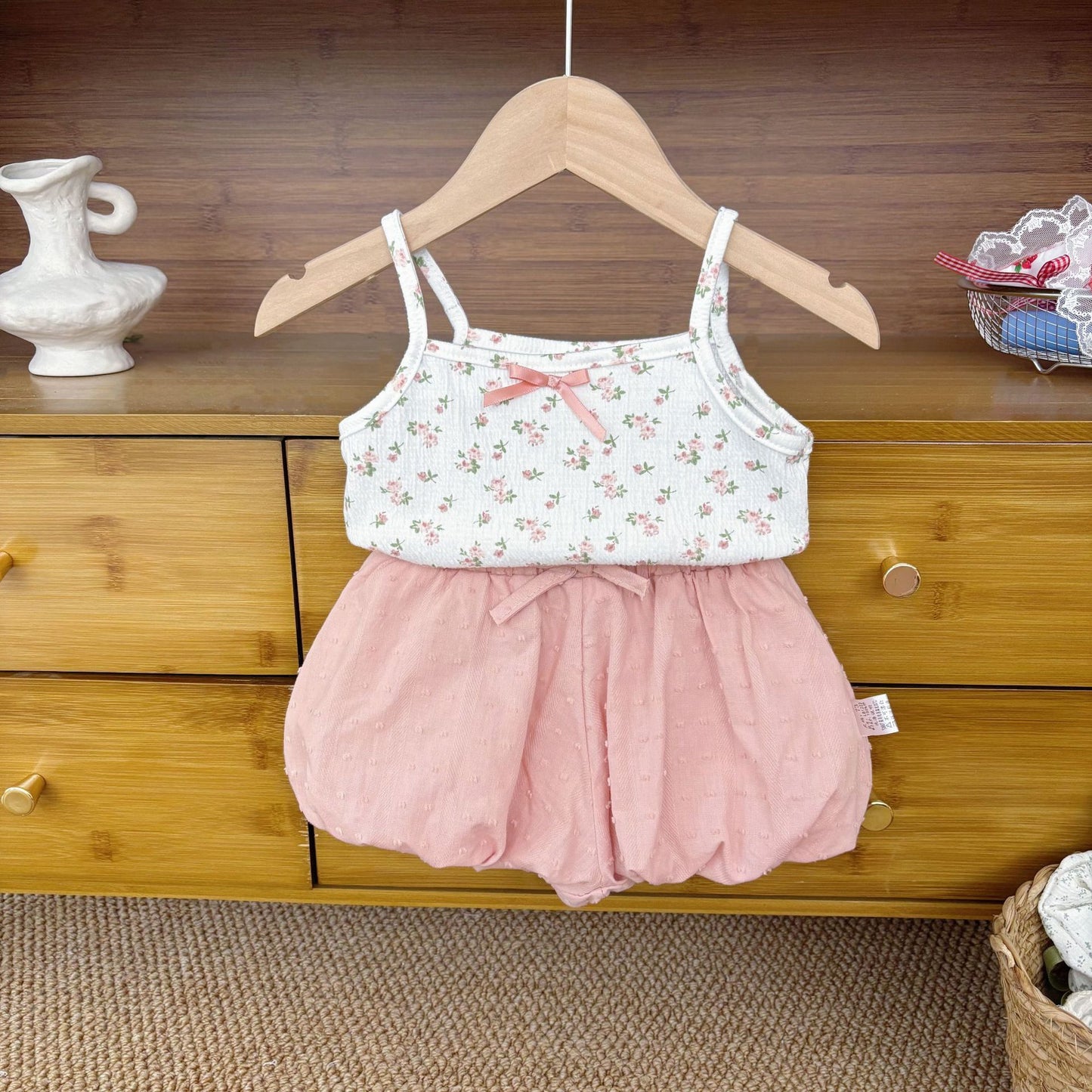 Summer Hot Selling Baby Girls Sleeveless Floral Pattern Top Vest and Shorts Clothing Set, MyKids-USA®, Baby & Toddler Outfits, MyKids-USA - Size/Age - 73 (6-9M) - Color - Pink -  -  - TR2505102206-A